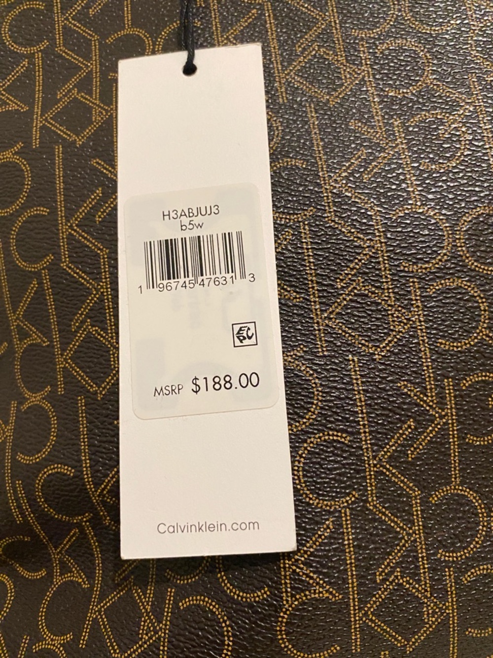 Calvin Klein Brown Monogram Tote with Chain Handles - Picture 3 of 4